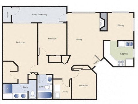 Keelers Corner Apartments Dogwood B Floor Plan Keelers Corner Apartments Dogwood B Floor Plan